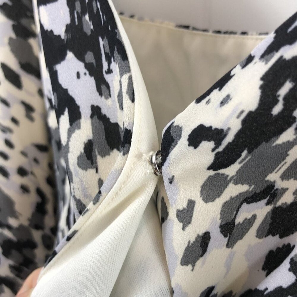 Luxology NWT dress Women’s asymmetrical Spaghetti Strap Black White midi size XL - Picture 5 of 12